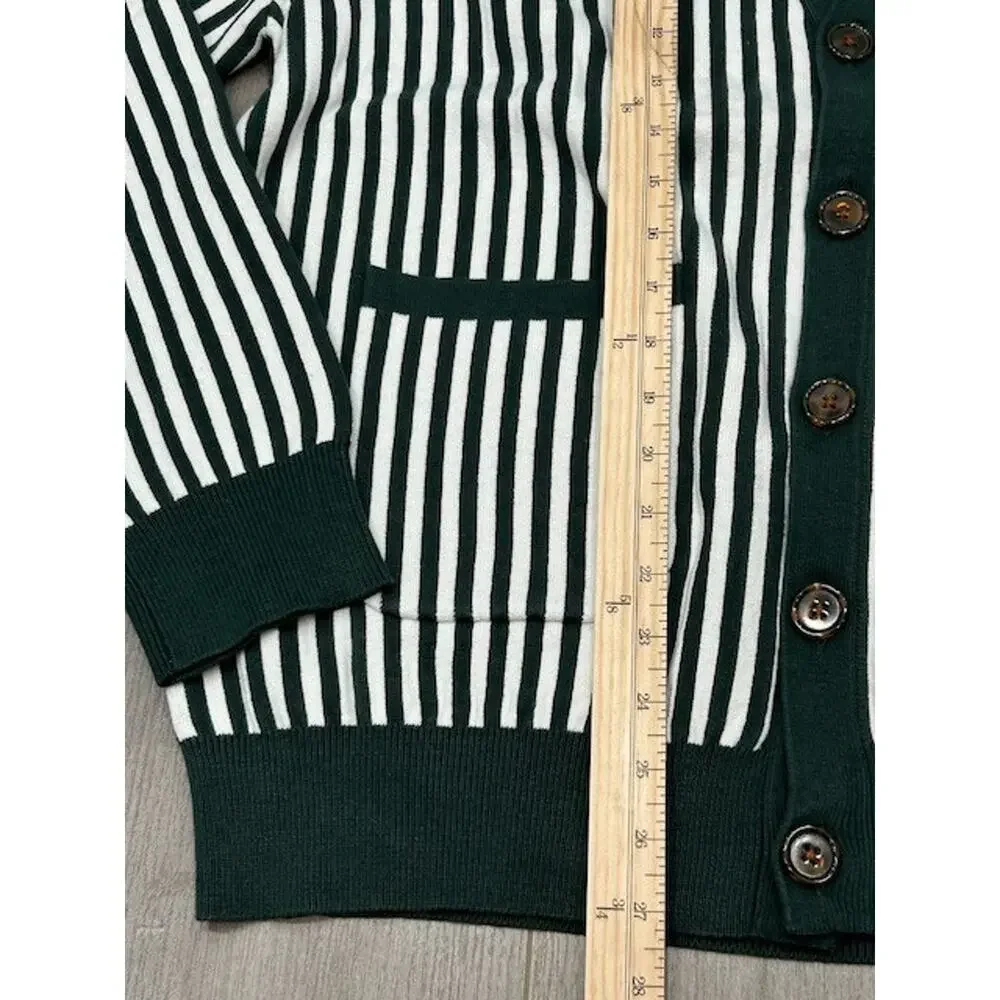 NWT Bogey Boys Mens Golf Cardigan Sweater Striped Heavyweight Green White Size L